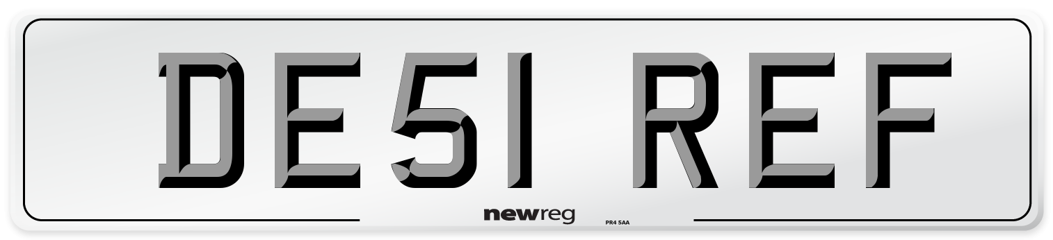 DE51 REF Number Plate from New Reg